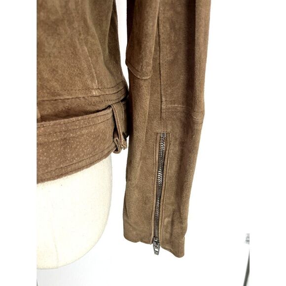 New Blank NYC Suede Moto Jacket Womens Medium Coffee Bean Brown Leather - Picture 11 of 13